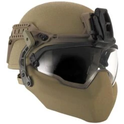 Galvion Viper Front Mount 11 Galvion Viper Front Mount -Tactical Equipment galvion viper front mount tan mounted to helmet with visor and mandible guard