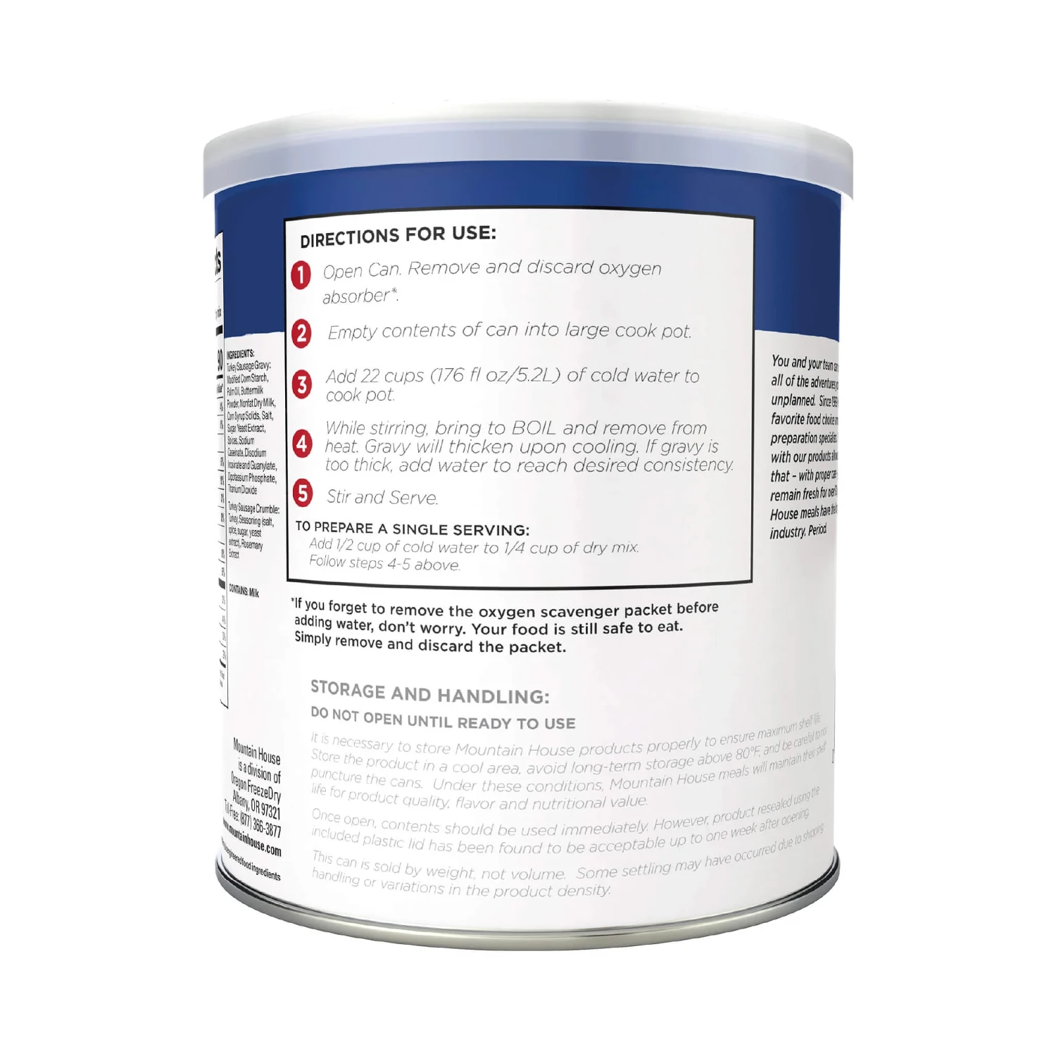 Mountain House Turkey Sausage Gravy - Military #10 Can 5 Mountain House Turkey Sausage Gravy - Military #10 Can - Image 3